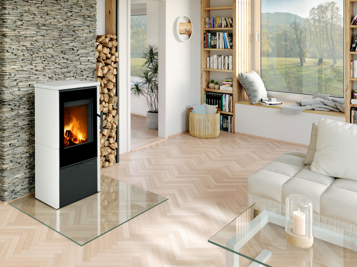 Romotop Laredo F keramické krbové kachle pre nízkoenergetické domy dizajnové